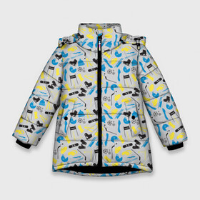 Зимняя куртка для девочек 3D с принтом WINTER SPORTS в Петрозаводске, ткань верха — 100% полиэстер; подклад — 100% полиэстер, утеплитель — 100% полиэстер. | длина ниже бедра, удлиненная спинка, воротник стойка и отстегивающийся капюшон. Есть боковые карманы с листочкой на кнопках, утяжки по низу изделия и внутренний карман на молнии. 

Предусмотрены светоотражающий принт на спинке, радужный светоотражающий элемент на пуллере молнии и на резинке для утяжки. | biathlon | curling | figure skating | hockey | short track | skating | ski race | snowboard | sports | winter sports | биатлон | горные лыжи | зимние виды спорта | кёрлинг | конькобежный спорт | лыжные гонки | сноуборд | спорт | фигурное катание