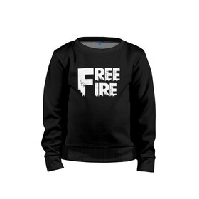 Детский свитшот хлопок с принтом FREEFIRE FF WHITE LOGO (Z) в Петрозаводске, 100% хлопок | круглый вырез горловины, эластичные манжеты, пояс и воротник | 111dots studio | battlegrounds | free fire | freefire | game | garena | garena free fire | гарена | игра | игры | киберспорт | королевская битва | мобильная игра | онлайн игра | пабг | фри фаер | фрифаер | экшн