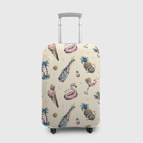 Чехол для чемодана 3D с принтом Винтажный Гавайский Рисунок в Петрозаводске, 86% полиэфир, 14% спандекс | двустороннее нанесение принта, прорези для ручек и колес | america | hawaian | hawaii | ice cream | lime | palms | pattern | pink flamingo | retro | summer | united states | usa | vintage | ананас | винтаж | вишня | коктейль | лайм | мороженое | надувной круг | остров | пальмы | паттерн | ретро | розовый ф