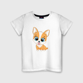 Детская футболка хлопок с принтом Добрая Собачка в Петрозаводске, 100% хлопок | круглый вырез горловины, полуприлегающий силуэт, длина до линии бедер | cute | dog | woof | гав | забавный | пес | смешной | собака | щенок
