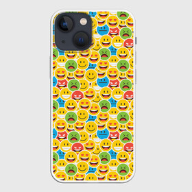 Чехол для iPhone 13 mini с принтом Смайлики в Петрозаводске,  |  | emoji | emoticons | smile | знак | колобок | позитив | рожица | символ | смайл | смайлики | улыбка | эмодзи
