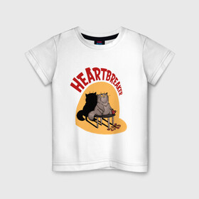 Детская футболка хлопок с принтом Хартбрейкер в Петрозаводске, 100% хлопок | круглый вырез горловины, полуприлегающий силуэт, длина до линии бедер | bird born | birdborn | heart | ирония | кот | котики | коты | любовь | сердечки | сердце | юмор
