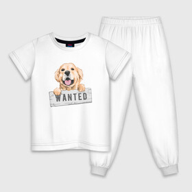 Детская пижама хлопок с принтом Dog Wanted в Петрозаводске, 100% хлопок |  брюки и футболка прямого кроя, без карманов, на брюках мягкая резинка на поясе и по низу штанин
 | cute | dog | wanted | woof | гав | забавный | пес | песель | песик | смешной | собака | собачка | щенок