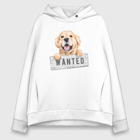 Женское худи Oversize хлопок с принтом Dog Wanted в Петрозаводске, френч-терри — 70% хлопок, 30% полиэстер. Мягкий теплый начес внутри —100% хлопок | боковые карманы, эластичные манжеты и нижняя кромка, капюшон на магнитной кнопке | cute | dog | wanted | woof | гав | забавный | пес | песель | песик | смешной | собака | собачка | щенок