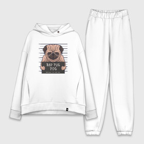 Женский костюм хлопок Oversize с принтом Bad pug dog в Петрозаводске,  |  | cute | dog | pug | woof | гав | забавный | мопс | пес | песель | песик | смешной | собака | собачка | щенок