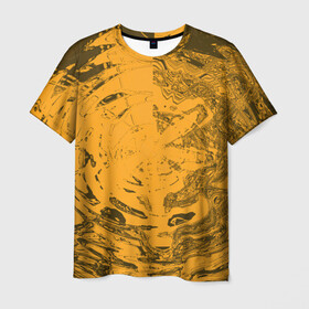 Мужская футболка 3D с принтом Сплющенная сфера в Петрозаводске, 100% полиэфир | прямой крой, круглый вырез горловины, длина до линии бедер | оранжевый | сфера | черные оттенки