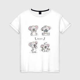 Женская футболка хлопок с принтом Милые коалы в Петрозаводске, 100% хлопок | прямой крой, круглый вырез горловины, длина до линии бедер, слегка спущенное плечо | bear | koala | животное | коала | коалы | медведи | медведь