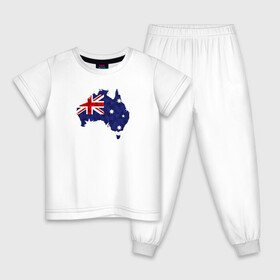 Детская пижама хлопок с принтом Австралия в Петрозаводске, 100% хлопок |  брюки и футболка прямого кроя, без карманов, на брюках мягкая резинка на поясе и по низу штанин
 | карта | материк | мира | силуэт | страны | флаг