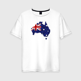 Женская футболка хлопок Oversize с принтом Австралия в Петрозаводске, 100% хлопок | свободный крой, круглый ворот, спущенный рукав, длина до линии бедер
 | карта | материк | мира | силуэт | страны | флаг