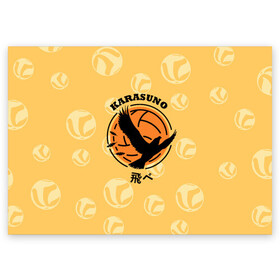 Поздравительная открытка с принтом Старшая школа Карасуно Haikyu! в Петрозаводске, 100% бумага | плотность бумаги 280 г/м2, матовая, на обратной стороне линовка и место для марки
 | anime | haikyu | haikyuu | karasuno | karasuno high | manga | аниме | волейбол | волейбольный клуб | ворон | вороны | карасуно | крылья | лого | логотип | манга | надпись | птица | старшая школа | хаику | хаикую