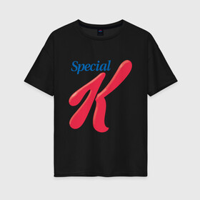 Женская футболка хлопок Oversize с принтом special k merch Essential в Петрозаводске, 100% хлопок | свободный крой, круглый ворот, спущенный рукав, длина до линии бедер
 | kpop | special k merch essential | корейская попо музыка
