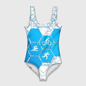 Купальник-боди 3D с принтом Плыви Крути Беги в Петрозаводске, 82% полиэстер, 18% эластан | Круглая горловина, круглый вырез на спине | bike | ironman | run | running | swim | swimming | triathlon | бег | бегун | велосипед | велоспорт | выносливость | железный человек | плавание | спорт на выносливость | триатлон | цикличный вид спорта