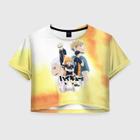 Женская футболка Crop-top 3D с принтом Шоё Тобио Кей Семи и Атсуму Haikyuu!! в Петрозаводске, 100% полиэстер | круглая горловина, длина футболки до линии талии, рукава с отворотами | anime | haikyu | haikyuu | karasuno | manga | аниме | атсуму мия | волейбол | волейбольный клуб | вороны | карасуно | кей цукишима | манга | семи эйта | старшая школа | тобио кагеяма | хаику | хаикую | шоё хината