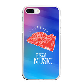 Чехол для iPhone 7Plus/8 Plus матовый с принтом PIZZA MUSIC в Петрозаводске, Силикон | Область печати: задняя сторона чехла, без боковых панелей | Тематика изображения на принте: d.j | dj | pizza | диджей | музыка | музыканту | пицца | прикол | шутка