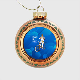 Стеклянный ёлочный шар с принтом Велосипед и пиво в Петрозаводске, Стекло | Диаметр: 80 мм | без рук | вело | велосипед | велосипедист | колеса | руль | спорт