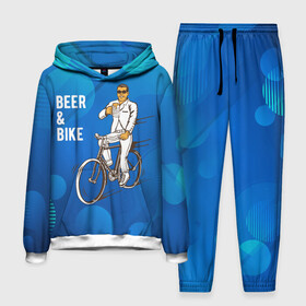 Мужской костюм 3D (с толстовкой) с принтом Велосипед и пиво в Петрозаводске,  |  | Тематика изображения на принте: без рук | вело | велосипед | велосипедист | колеса | руль | спорт