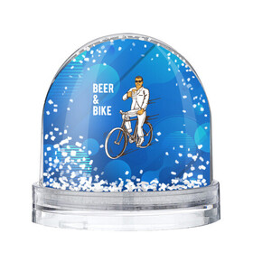 Игрушка Снежный шар с принтом Велосипед и пиво в Петрозаводске, Пластик | Изображение внутри шара печатается на глянцевой фотобумаге с двух сторон | без рук | вело | велосипед | велосипедист | колеса | руль | спорт