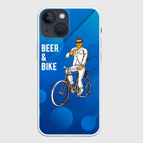 Чехол для iPhone 13 mini с принтом Велосипед и пиво в Петрозаводске,  |  | Тематика изображения на принте: без рук | вело | велосипед | велосипедист | колеса | руль | спорт