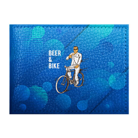 Обложка для студенческого билета с принтом Велосипед и пиво в Петрозаводске, натуральная кожа | Размер: 11*8 см; Печать на всей внешней стороне | без рук | вело | велосипед | велосипедист | колеса | руль | спорт