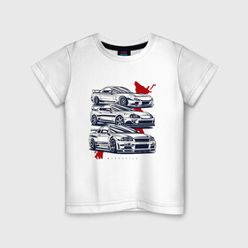 Детская футболка хлопок с принтом JDM Legends(Ne1t) в Петрозаводске, 100% хлопок | круглый вырез горловины, полуприлегающий силуэт, длина до линии бедер | gtr | jdm | mazda rx 7 | supra | легенды | хлопок
