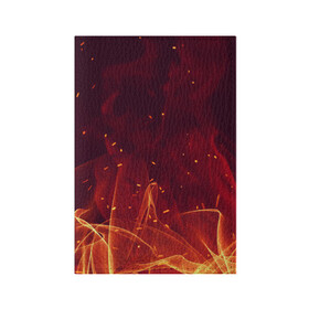 Обложка для паспорта матовая кожа с принтом ПЛАМЯ 3D в Петрозаводске, натуральная матовая кожа | размер 19,3 х 13,7 см; прозрачные пластиковые крепления | жар | иллюстрация | искры | костёр | огонь | пламя | пожар | текстура | уголь