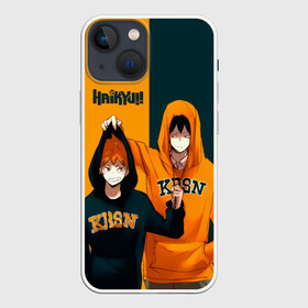 Чехол для iPhone 13 mini с принтом Хината и Кагеяма из Карасуно в Петрозаводске,  |  | anime | haikyu | haikyuu | karasuno | manga | аниме | волейбол | волейбольный клуб | вороны | игроки | карасуно | король площадки | манга | ниндзя шоё | старшая школа | тобио кагеяма | хаику | хаикую | шоё хината