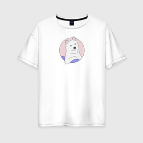 Женская футболка хлопок Oversize с принтом Деловой пёс в Петрозаводске, 100% хлопок | свободный крой, круглый ворот, спущенный рукав, длина до линии бедер
 | dog | mem | мем | пёс | прикол | собака | юмор