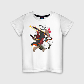 Детская футболка хлопок с принтом Honey badger samurai в Петрозаводске, 100% хлопок | круглый вырез горловины, полуприлегающий силуэт, длина до линии бедер | барсук | зверь | иллюстрация | китай | медоед | самурай