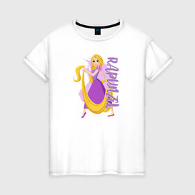 Женская футболка хлопок с принтом Rapunzel Princess в Петрозаводске, 100% хлопок | прямой крой, круглый вырез горловины, длина до линии бедер, слегка спущенное плечо | disney | disney princess | rapunzel | дисней | прнцесса | рапунцель
