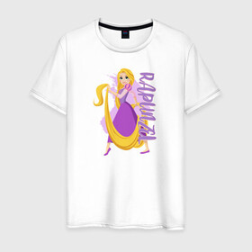 Мужская футболка хлопок с принтом Rapunzel Princess в Петрозаводске, 100% хлопок | прямой крой, круглый вырез горловины, длина до линии бедер, слегка спущенное плечо. | disney | disney princess | rapunzel | дисней | прнцесса | рапунцель