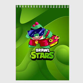 Скетчбук с принтом Базз Buzz Brawl Stars Green в Петрозаводске, 100% бумага
 | 48 листов, плотность листов — 100 г/м2, плотность картонной обложки — 250 г/м2. Листы скреплены сверху удобной пружинной спиралью | brawl | brawl stars | brawlstars | brawl_stars | buz | buzz | баз | базз | бравл | бравлстарс | буз