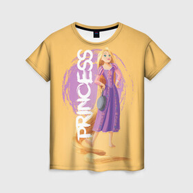 Женская футболка 3D с принтом Princess в Петрозаводске, 100% полиэфир ( синтетическое хлопкоподобное полотно) | прямой крой, круглый вырез горловины, длина до линии бедер | disney | disney princess | rapunzel | дисней | прнцесса | рапунцель