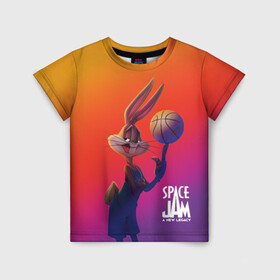 Детская футболка 3D с принтом Space Jam 2 Багз Банни в Петрозаводске, 100% гипоаллергенный полиэфир | прямой крой, круглый вырез горловины, длина до линии бедер, чуть спущенное плечо, ткань немного тянется | bugs bunny | space jam | space jam 2 | space jam a new legacy | vdzabma | багз банни | космический джем | космический джем 2 | космический джем: новое поколение