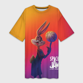 Платье-футболка 3D с принтом Space Jam 2 | Багз Банни в Петрозаводске,  |  | bugs bunny | space jam | space jam 2 | space jam a new legacy | vdzabma | багз банни | космический джем | космический джем 2 | космический джем: новое поколение