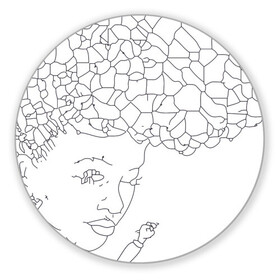 Коврик для мышки круглый с принтом Афро абстракция в Петрозаводске, резина и полиэстер | круглая форма, изображение наносится на всю лицевую часть | абстракция | геометрия | девушка | кудряшки | линейно