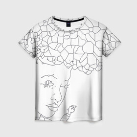 Женская футболка 3D с принтом Афро абстракция в Петрозаводске, 100% полиэфир ( синтетическое хлопкоподобное полотно) | прямой крой, круглый вырез горловины, длина до линии бедер | абстракция | геометрия | девушка | кудряшки | линейно