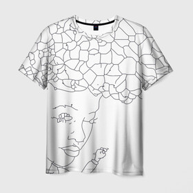Мужская футболка 3D с принтом Афро абстракция в Петрозаводске, 100% полиэфир | прямой крой, круглый вырез горловины, длина до линии бедер | абстракция | геометрия | девушка | кудряшки | линейно