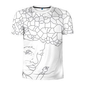 Мужская футболка 3D спортивная с принтом Афро абстракция в Петрозаводске, 100% полиэстер с улучшенными характеристиками | приталенный силуэт, круглая горловина, широкие плечи, сужается к линии бедра | абстракция | геометрия | девушка | кудряшки | линейно