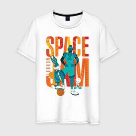 Мужская футболка хлопок с принтом Space Jam Lebron в Петрозаводске, 100% хлопок | прямой крой, круглый вырез горловины, длина до линии бедер, слегка спущенное плечо. | bugs bunny | lebron james | space jam | space jam 2 | space jam a new legacy | tweety | vdzabma | багз банни | космический джем | космический джем 2 | космический джем: новое поколение | леброн джеймс | твити