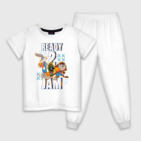 Детская пижама хлопок с принтом Ready 2 Jam в Петрозаводске, 100% хлопок |  брюки и футболка прямого кроя, без карманов, на брюках мягкая резинка на поясе и по низу штанин
 | bugs bunny | marvin | space jam | space jam 2 | space jam a new legacy | tasmanian devil | taz | tune squad | vdzabma | багз банни | космический джем | космический джем 2 | космический джем: новое поколение | таз | тасманский дьявол | тюн