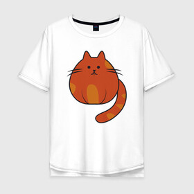 Мужская футболка хлопок Oversize с принтом Fat Cat в Петрозаводске, 100% хлопок | свободный крой, круглый ворот, “спинка” длиннее передней части | animal | cat | cute | kitty | meow | друг | животные | киска | кися | китти | кот | котенок | котик | котэ | кошечка | кошка | мур | мяу | питомец