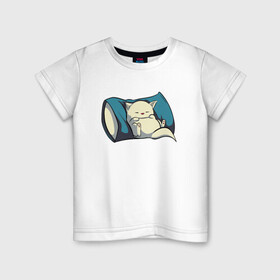 Детская футболка хлопок с принтом Sleepy Cat в Петрозаводске, 100% хлопок | круглый вырез горловины, полуприлегающий силуэт, длина до линии бедер | animal | cat | cute | kitty | meow | друг | животные | киска | кися | китти | кот | котенок | котик | котэ | кошечка | кошка | мур | мяу | питомец