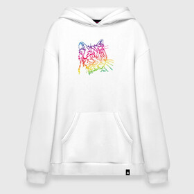 Худи SuperOversize хлопок с принтом Rainbow Cat в Петрозаводске, 70% хлопок, 30% полиэстер, мягкий начес внутри | карман-кенгуру, эластичная резинка на манжетах и по нижней кромке, двухслойный капюшон
 | animal | cat | cute | kitty | meow | друг | животные | киска | кися | китти | кот | котенок | котик | котэ | кошечка | кошка | мур | мяу | питомец