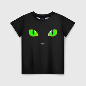 Детская футболка 3D с принтом КОШАЧЬИ ГЛАЗКИ в Петрозаводске, 100% гипоаллергенный полиэфир | прямой крой, круглый вырез горловины, длина до линии бедер, чуть спущенное плечо, ткань немного тянется | cat | cat eyes | eyes | аниме | взгляд | глаза | глаза кошки | глазки | животные | зелёный | киса | кот | коте | котейка | котенок | котэ | котя | кошачий глаз | кошачьи глаза | кошечка | кошка | мордочка