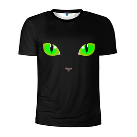 Мужская футболка 3D спортивная с принтом КОШАЧЬИ ГЛАЗКИ в Петрозаводске, 100% полиэстер с улучшенными характеристиками | приталенный силуэт, круглая горловина, широкие плечи, сужается к линии бедра | Тематика изображения на принте: cat | cat eyes | eyes | аниме | взгляд | глаза | глаза кошки | глазки | животные | зелёный | киса | кот | коте | котейка | котенок | котэ | котя | кошачий глаз | кошачьи глаза | кошечка | кошка | мордочка