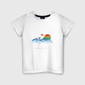 Детская футболка хлопок с принтом Pop it Simple Dimple в Петрозаводске, 100% хлопок | круглый вырез горловины, полуприлегающий силуэт, длина до линии бедер | Тематика изображения на принте: pop it | simple dimple | восход | закат | лайк | небо | облака | попит | сердечко | симпл димпл