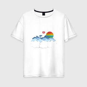 Женская футболка хлопок Oversize с принтом Pop it Simple Dimple в Петрозаводске, 100% хлопок | свободный крой, круглый ворот, спущенный рукав, длина до линии бедер
 | pop it | simple dimple | восход | закат | лайк | небо | облака | попит | сердечко | симпл димпл