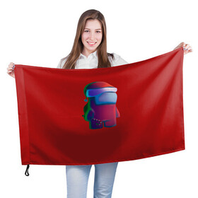 Флаг 3D с принтом Among us в Петрозаводске, 100% полиэстер | плотность ткани — 95 г/м2, размер — 67 х 109 см. Принт наносится с одной стороны | amogus | among us | красный among us | новый год