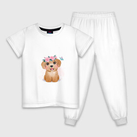 Детская пижама хлопок с принтом Пудель и цветы в Петрозаводске, 100% хлопок |  брюки и футболка прямого кроя, без карманов, на брюках мягкая резинка на поясе и по низу штанин
 | cute | dog | poodle | woof | гав | забавный | пес | песель | песик | пудель | смешной | собака | собачка | щенок