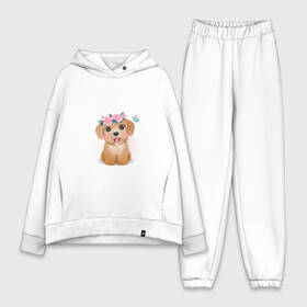 Женский костюм хлопок Oversize с принтом Пудель и цветы в Петрозаводске,  |  | cute | dog | poodle | woof | гав | забавный | пес | песель | песик | пудель | смешной | собака | собачка | щенок